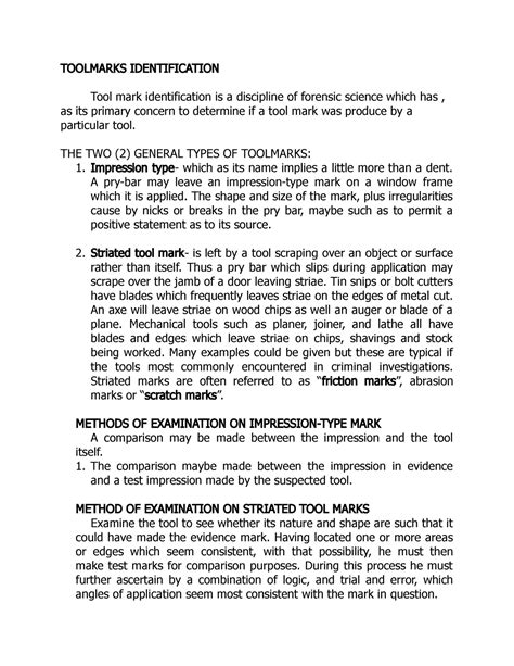 Principles in Bullet and Shell Identification.